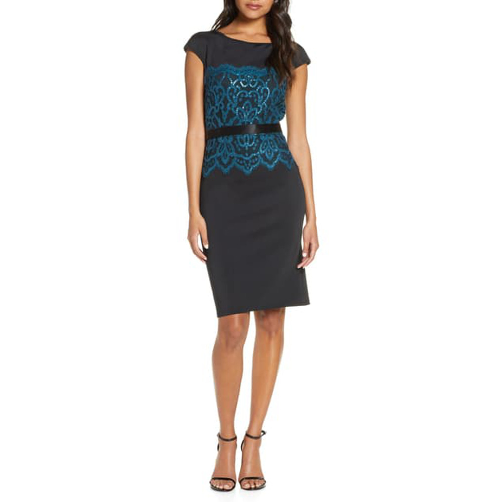 TADASHI SHOJI Sequin Lace Cocktail Dress